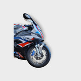 نمای نزدیک چرخ جلو و فلاپ ماکت موتور BMW S1000RR دایکست مقیاس 1:9