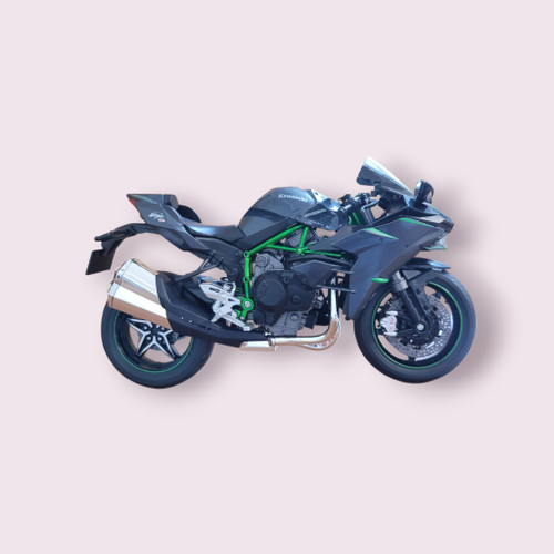 ماکت موتور فلزی کاوازاکی Ninja H2 مشکی خاکستری مقیاس 1:9 نمای کنار