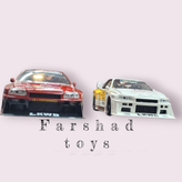 ماکت نیسان نمای جلو ماکت نیسان اسکایلاین GT-R فرشاد تویز GT-R سفید و زرد نمای جلو فرشاد تویز