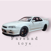 ماکت نیسان اسکایلاین GT-R R34 سفید نمای جلو فرشاد تویز