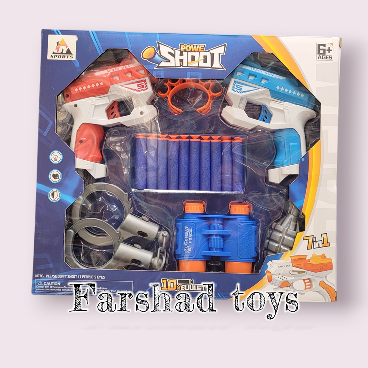 تفنگ اسباب بازی دو عددی تیر ابری با لوازم آیتم 9207