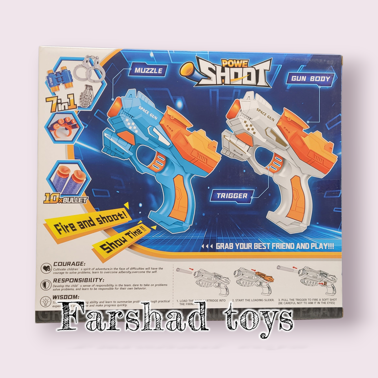 تفنگ اسباب بازی دو عددی تیر ابری با لوازم آیتم 9207