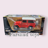 ماکت ماشین فلزی Toyota Land Cruiser FJ40 برند Motor Max رنگ قرمز با سقف سفید در فرشاد تویز
