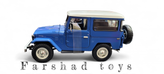 ماکت تویوتا لندکروزر FJ40 برند Motor Max مقیاس 1:24 رنگ آبی با سقف سفید در فرشاد تویز