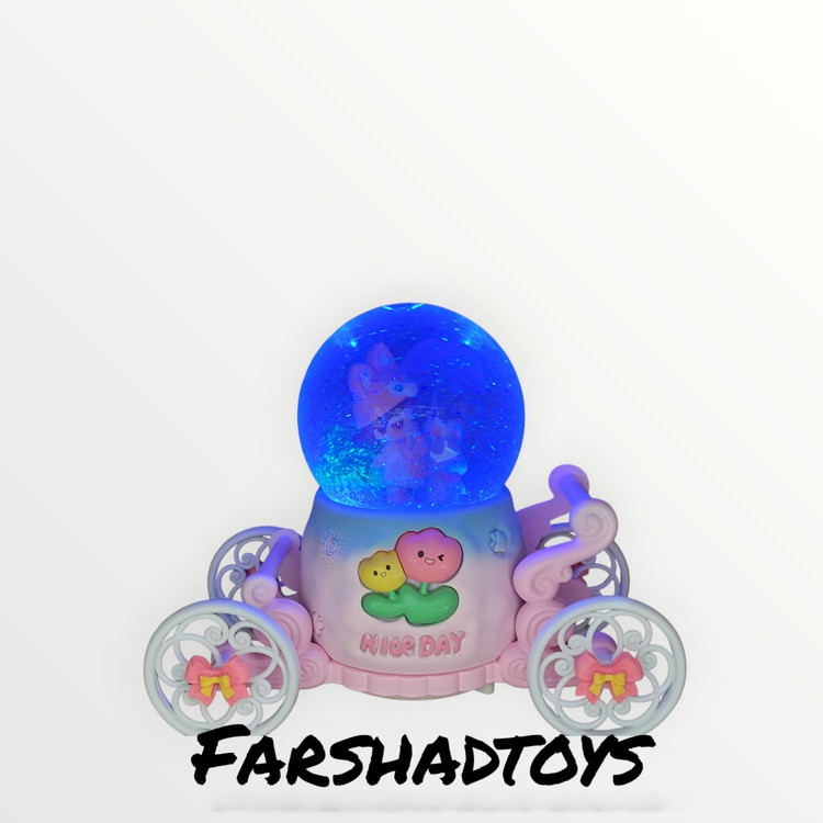 گوی کالسکه دختر و خرگوش موزیکال پمپ دار چرخشی چراغ دار