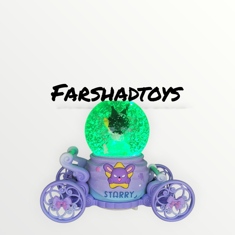 گوی کالسکه طرح کرومی موزیکال چراغ دار چرخشی پمپ دار