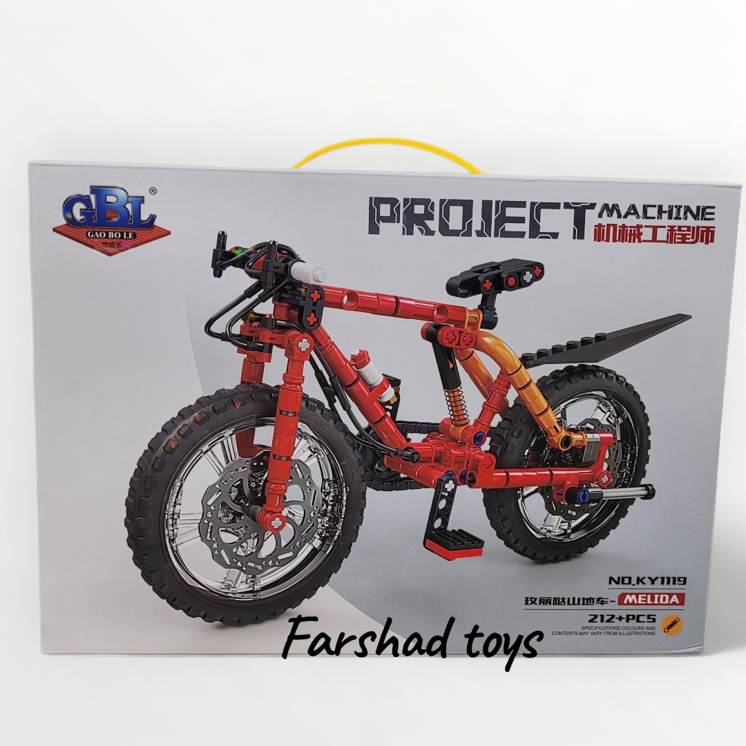 لگو کیت ساختنی دوچرخه کوهستان مکانیکی مدل GBL (Gao Bo Le) Project Machine با شماره مدل KY1119 است. تعداد قطعات: ۲۱۲+ قطعه.