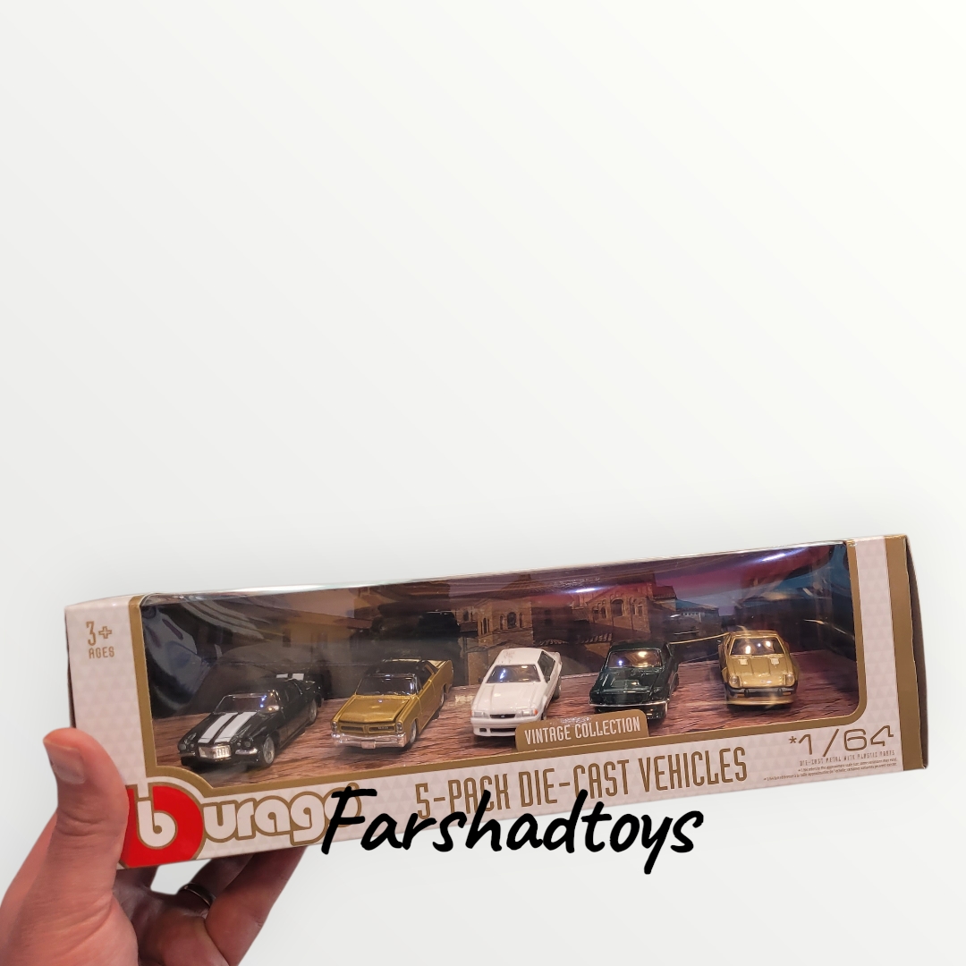 پک ۵ عددی ماکت ماشین بوراگو Vintage Collection مقیاس 1:64 کد 18-59150 VA