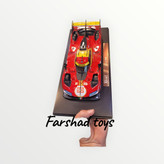 نمای بالا ماکت Ferrari 499P شماره 50 برند Bburago روی پایه نمایش