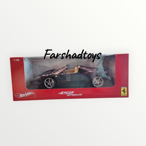 ماشین هات ویلز مدل Ferrari 458 Spider Italia سایز 1:18 Diecast Dark Blue X5529