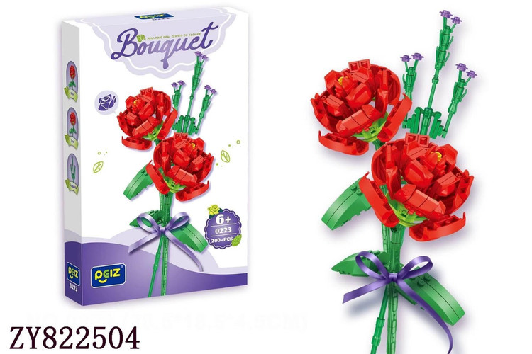 لگو گل رز قرمز PEIZHI مدل 0223 سری Bouquet مناسب دکور و هدیه