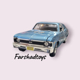 نمای سه رخ جلو ماکت شورولت نوا SS 1970 رنگ آبی