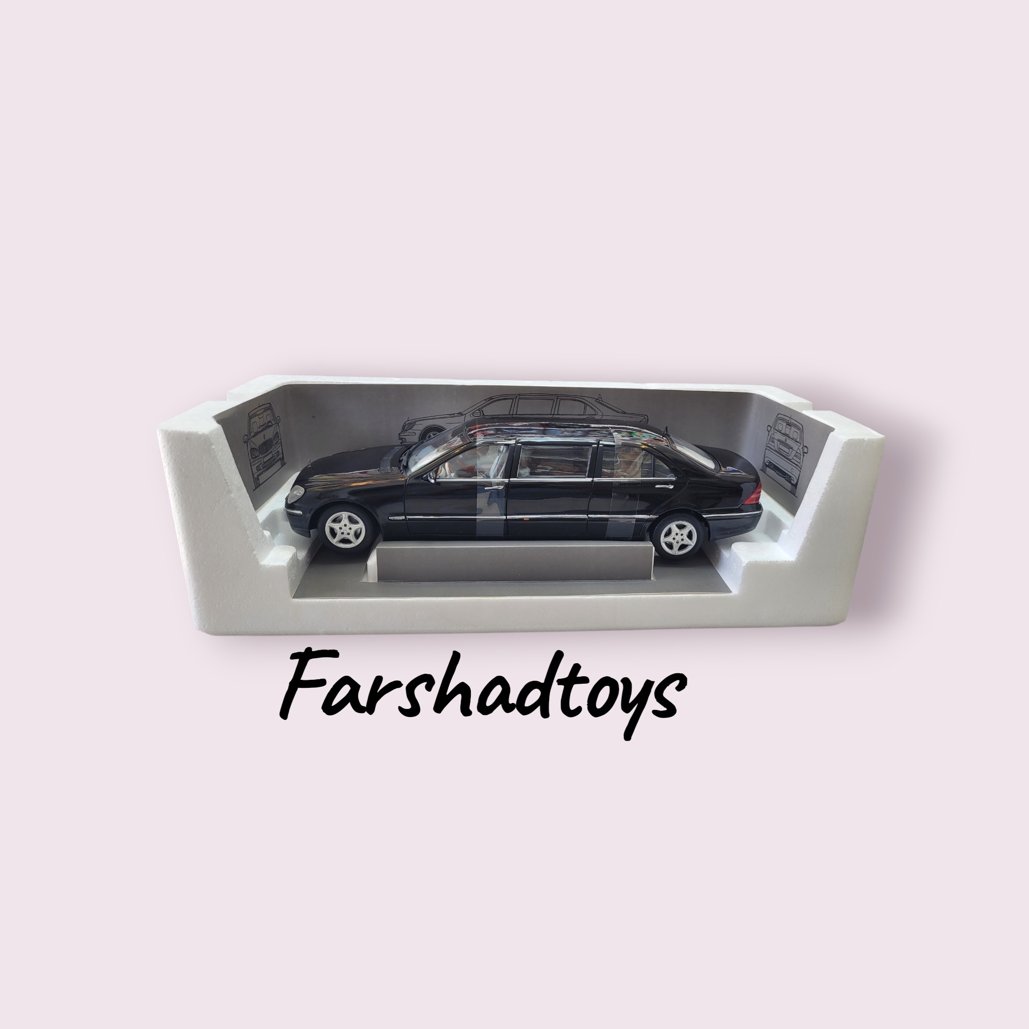 ماکت Mercedes-Benz S600 Pullman 2000 مشکی Sun Star مقیاس 1:18 نمای جانبی