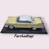 اکت Plymouth Fury 1958 رنگ کرم با سقف سفید نمای جانبی برند Motor Max مقیاس 1:18