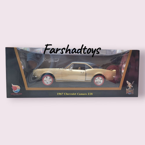 ماکت ماشین فلزی شورلت کامارو Z28 مدل 1967 رنگ بژ برند Road Signature مقیاس 1:18 داخل جعبه