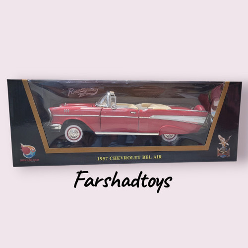 ماکت شورلت بل ایر 1957 کروک رنگ قرمز مقیاس 1:18 برند Road Signature نمای جانبی فرشاد تویز