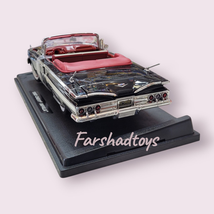 نمای جانبی ماکت Chevrolet Impala 1960 کروک مشکی قرمز برند موتور مکس مقیاس 1:18