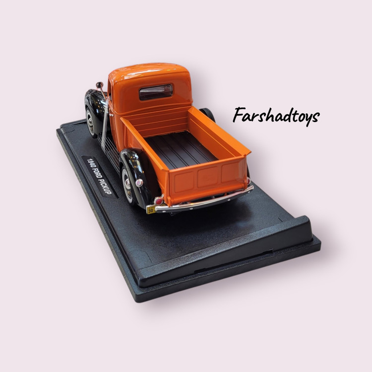 نمای جانبی ماکت Ford Pickup 1940 موتور مکس مقیاس 1:18 رنگ نارنجی و مشکی فرشاد تویز