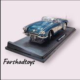 نمای جانبی ماکت Chevrolet Corvette Convertible 1958 موتور مکس مقیاس 1:18 رنگ آبی فرشاد تویز