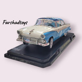نمای جلو ماکت Ford Crown Victoria 1955 یاتمینگ با جزئیات کروم و رنگ کلاسیک آبی سفید فرشاد تویز