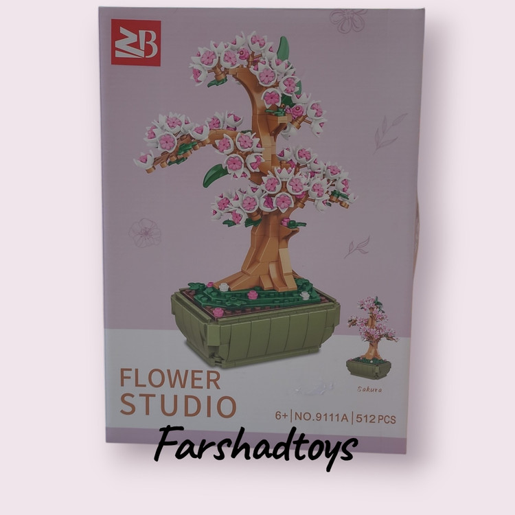 لگو بونسای شکوفه گیلاس صورتی ZB Flower Studio مدل 9111A مناسب دکور منزل | FarshadToys