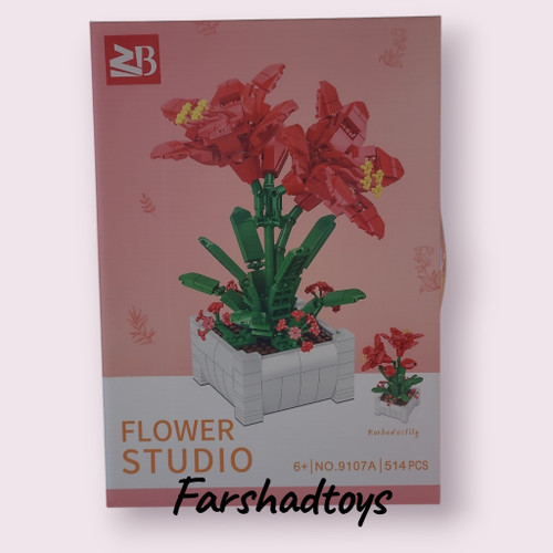 لگو گل سوسن قرمز ZB Flower Studio مدل 9107A با 514 قطعه | فرشاد تویز