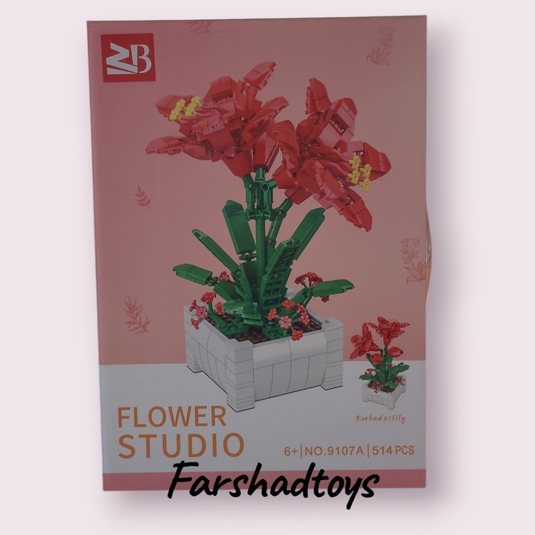 لگو گل سوسن قرمز ZB Flower Studio مدل 9107A با 514 قطعه | فرشاد تویز