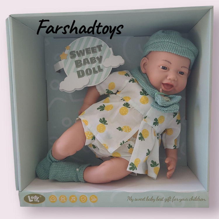 عروسک نوزادی Sweet Baby Doll برند Ledy Toys با لباس طرح آناناس | فرشاد تویز