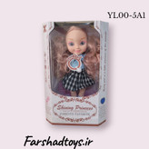 عروسک موزیکال Shining Princess مدل YL-005A1 با لباس چهارخانه آبی | فرشاد تویز