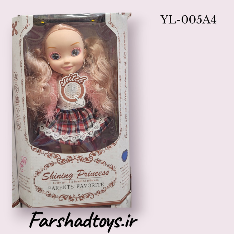 عروسک چشم درشت Shining Princess مدل YL-005A4 با دامن چهارخانه قرمز | فرشاد تویز