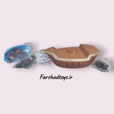 محتویات داخل جعبه بازی تعادلی کشتی دزدان دریایی و پنگوئنها