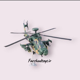 ماکت هلیکوپتر جنگی AH-64D آپاچی فلزی با استند نمای سه رخ از جلو