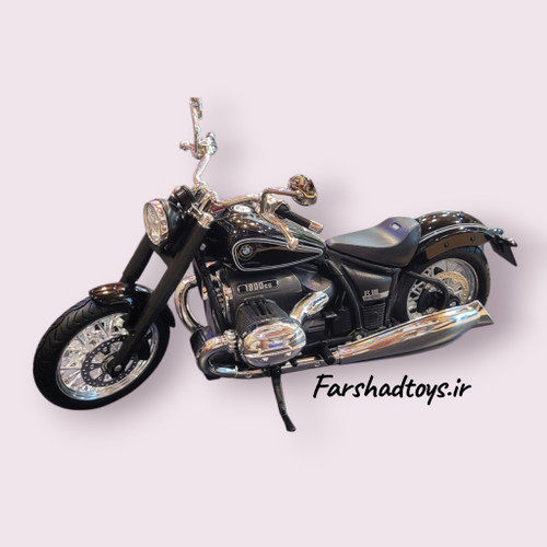 ماکت موتور BMW R18 Welly مشکی با جزئیات کرومی نمای کنار