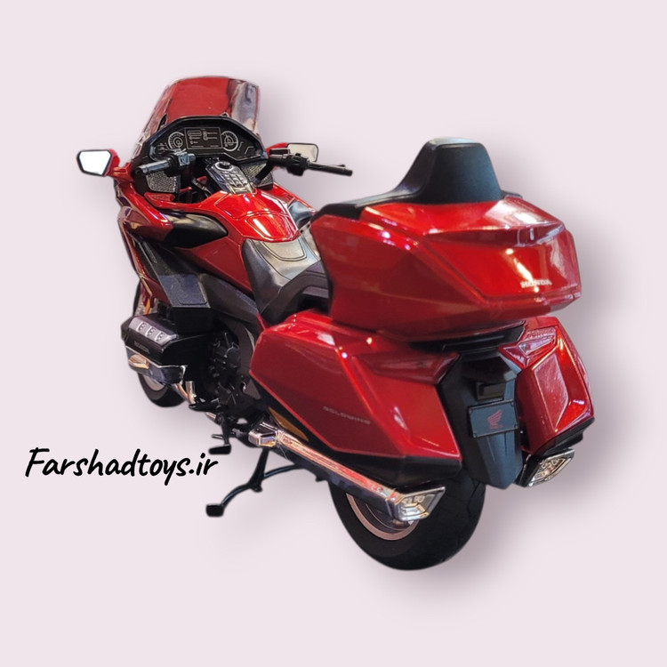 ماکت موتور فلزی هوندا Goldwing برند Welly مقیاس 1:12 رنگ قرمز نمای عقب