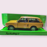 نمای کناری نزدیک از ماکت ماشین فلزی Range Rover 1970 برند Welly رنگ زرد خردلی