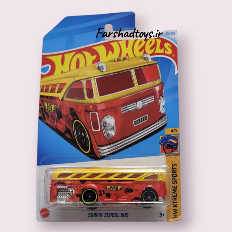 ماشین هات ویلز Surfin’ School Bus زرد قرمز سری HW Xtreme Sports فرشاد تویز