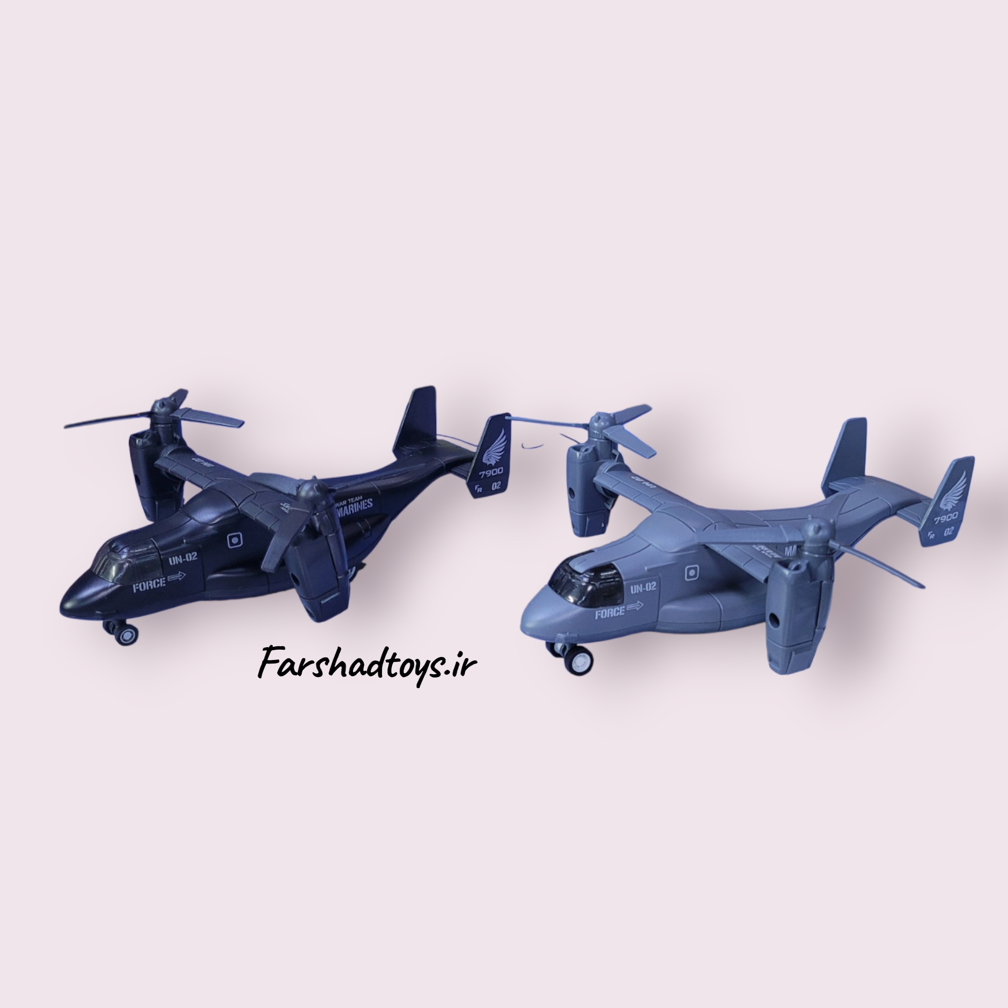 ماکت هواپیمای شبیه V-22 رنگ مشکی و طوسی