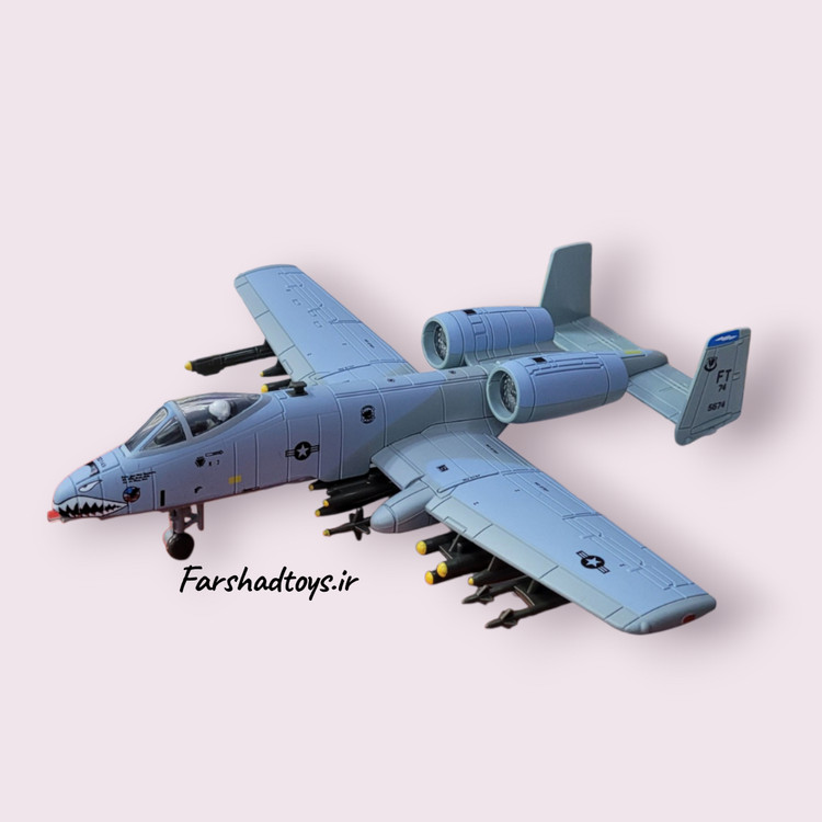 ماکت هواپیمای جنگی A-10 Warthog طوسی روشن مدل LZ188B با جزئیات تسلیحات زیر بال