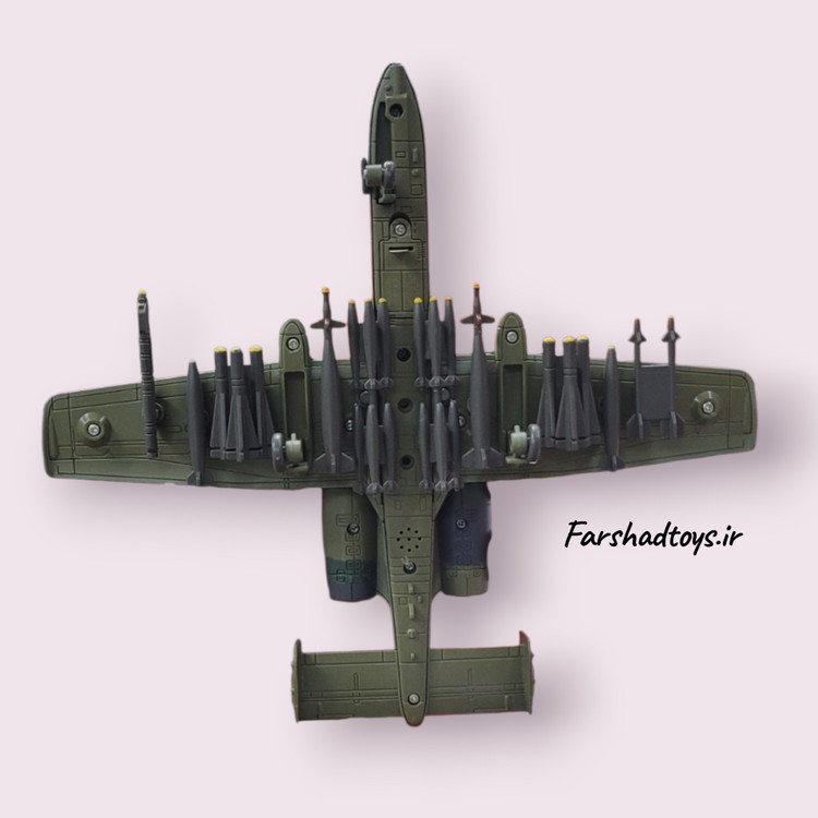 ماکت هواپیمای جنگی A-10 Warthog طوسی روشن مدل LZ188B با جزئیات تسلیحات زیر بال