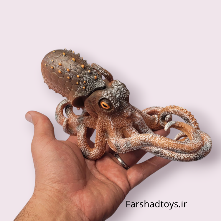 فیگور حیوانات اختاپوس Paradise Animal مدل 127-3381 در دست برای نمایش ابعاد و جزئیات محصول در فرشاد تویز