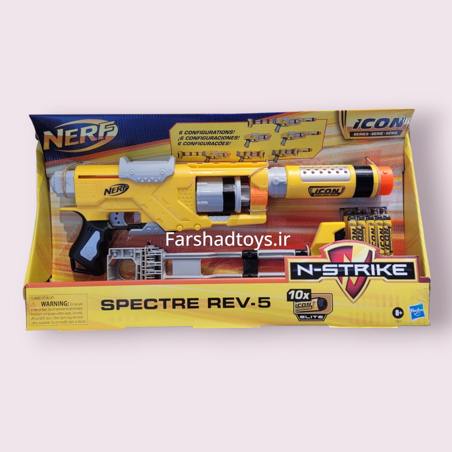 نمای اصلی جعبه اسلحه تیر ابری نرف هزبرو مدل Spectre REV-5 سری N-Strike Icon در فرشاد تویز
