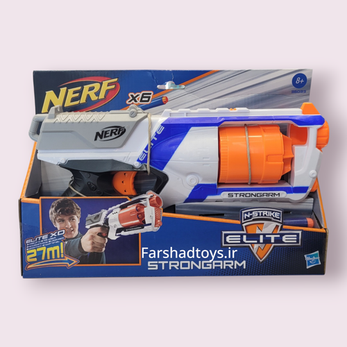 نمای جلوی جعبه اسلحه تیر ابری نرف هزبرو مدل Strongarm سری N-Strike Elite در فرشاد تویز
