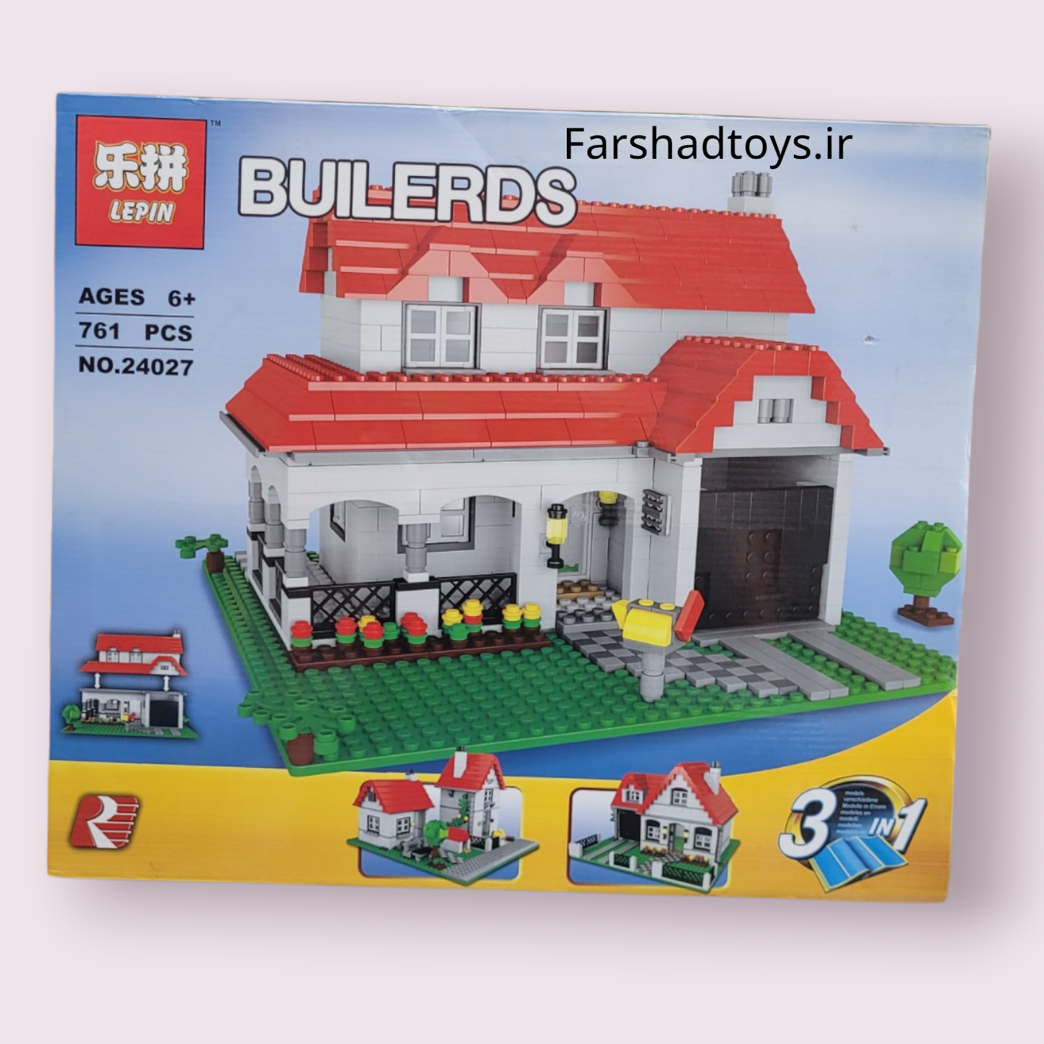 نمای اصلی ساختنی خانه ویلایی LEPIN مدل 24027 با 761 قطعه و قابلیت ساخت 3 مدل