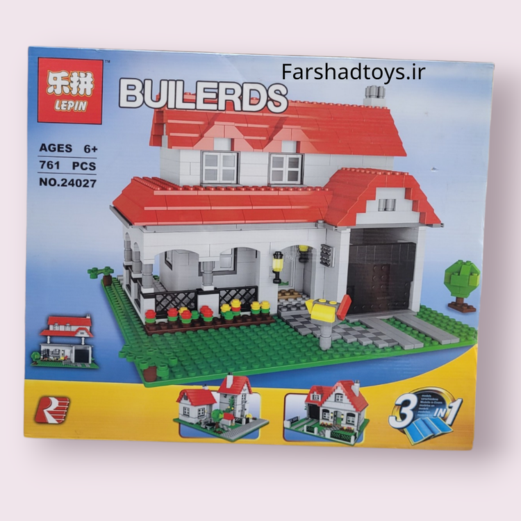 نمای اصلی ساختنی خانه ویلایی LEPIN مدل 24027 با 761 قطعه و قابلیت ساخت 3 مدل