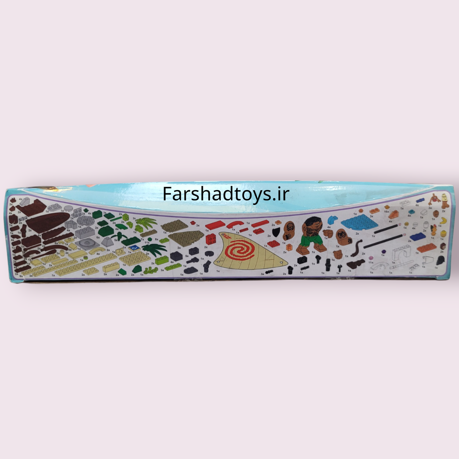 نمای کناری جعبه ساختنی قایق موانا BELA مدل 10663 و فهرست قطعات داخل مجموعه