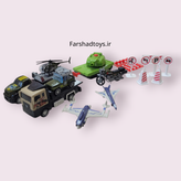 چیدمان 8 وسیله نقلیه و تجهیزات ترافیکی ست Military Constructor فرشاد تویز