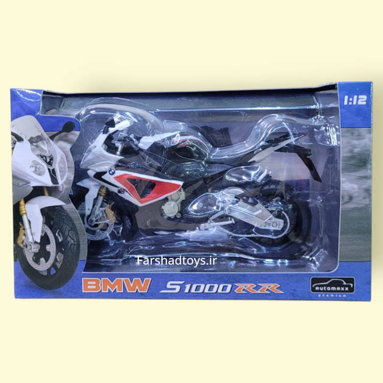 جعبه ماکت BMW S1000 RR اتومکس سفید مشکی قرمز