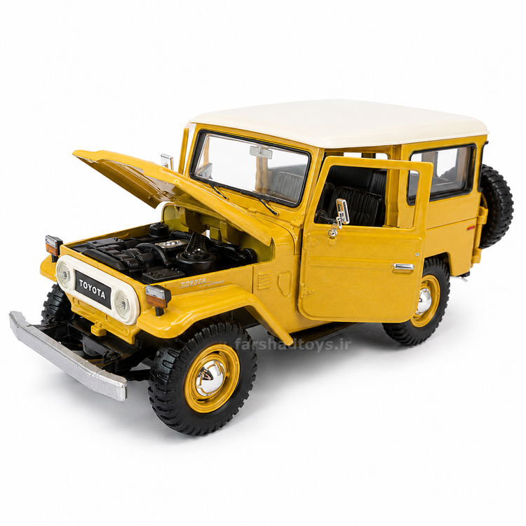 ماکت تویوتا FJ40 زرد با کاپوت و در بازشو فرشاد تویز