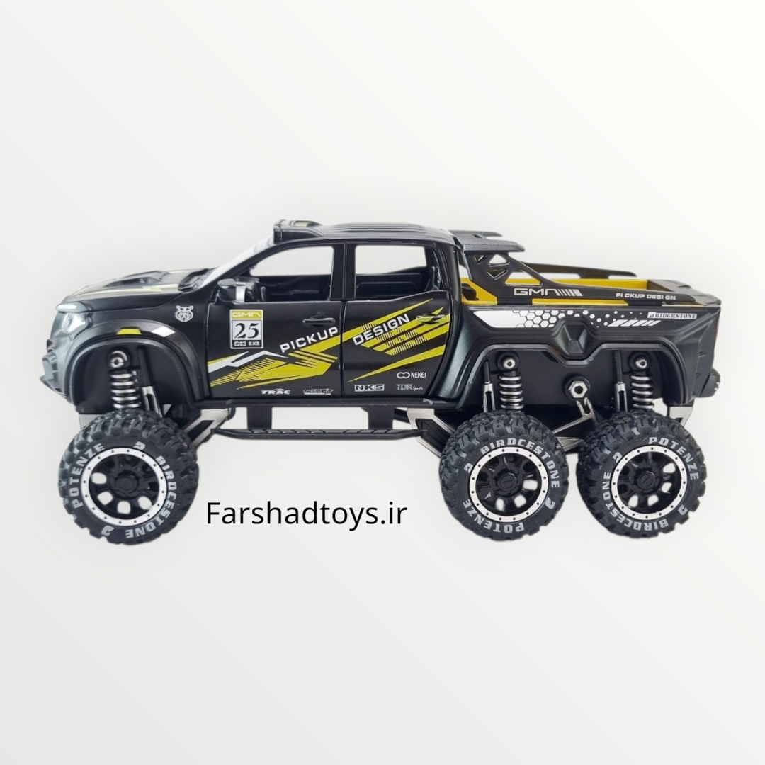 ماکت فلزی مرسدس بنز X-Class 6x6 مشکی نمای بغل با ۶ چرخ