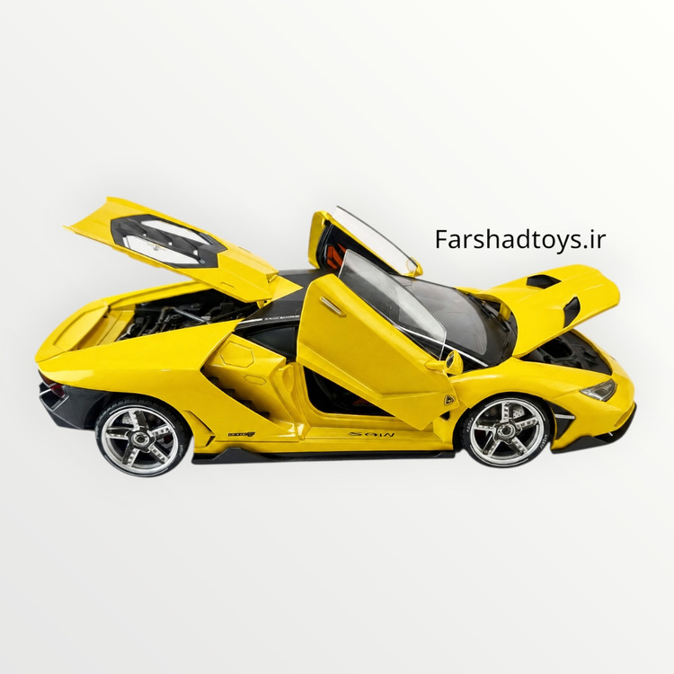 ماشین فلزی لامبورگینی چنتناریو زرد مقیاس ۱:۱۸ با بخشهای بازشده در فرشاد تویز